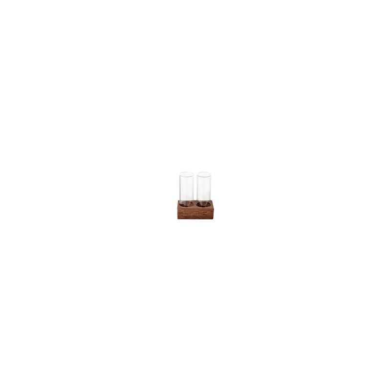 SET 2 BORO SCHNAPPS+WALNUT TRAY 8X4CM