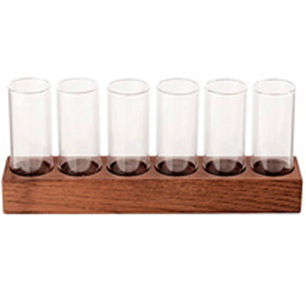 SET 6 BORO SCHNAPS+WALNUT TRAY 24X4CM