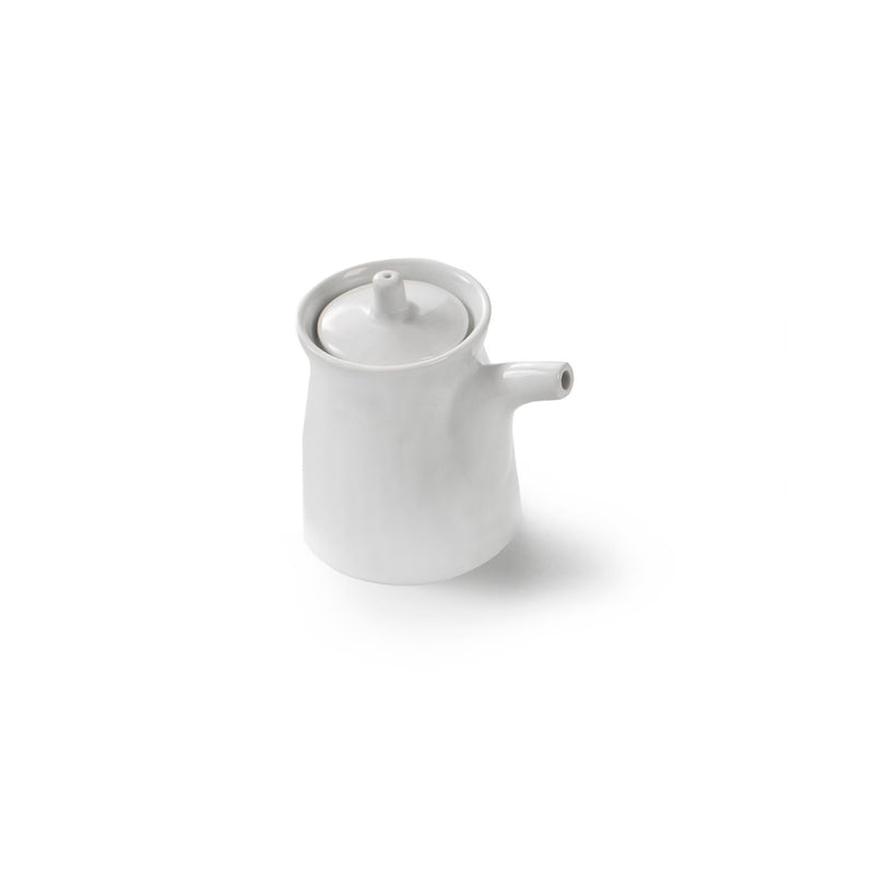 Kyoto porcelain soy jug with glossy finish, minimalist luxury tableware for sauces or cream, artistic Japanese design