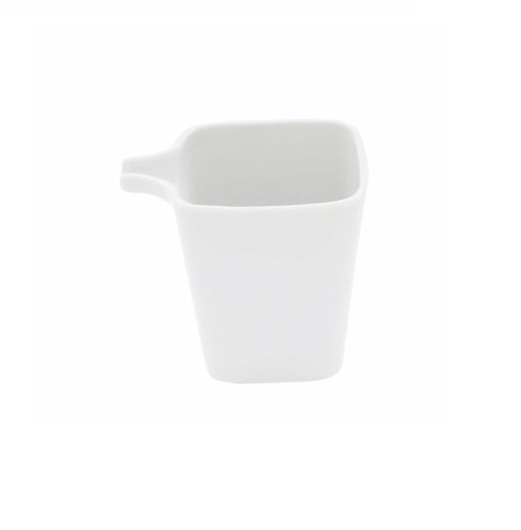 Kyoto Square porcelain creamer with glossy finish, minimalist luxury jug for cream, elegant Japanese tableware