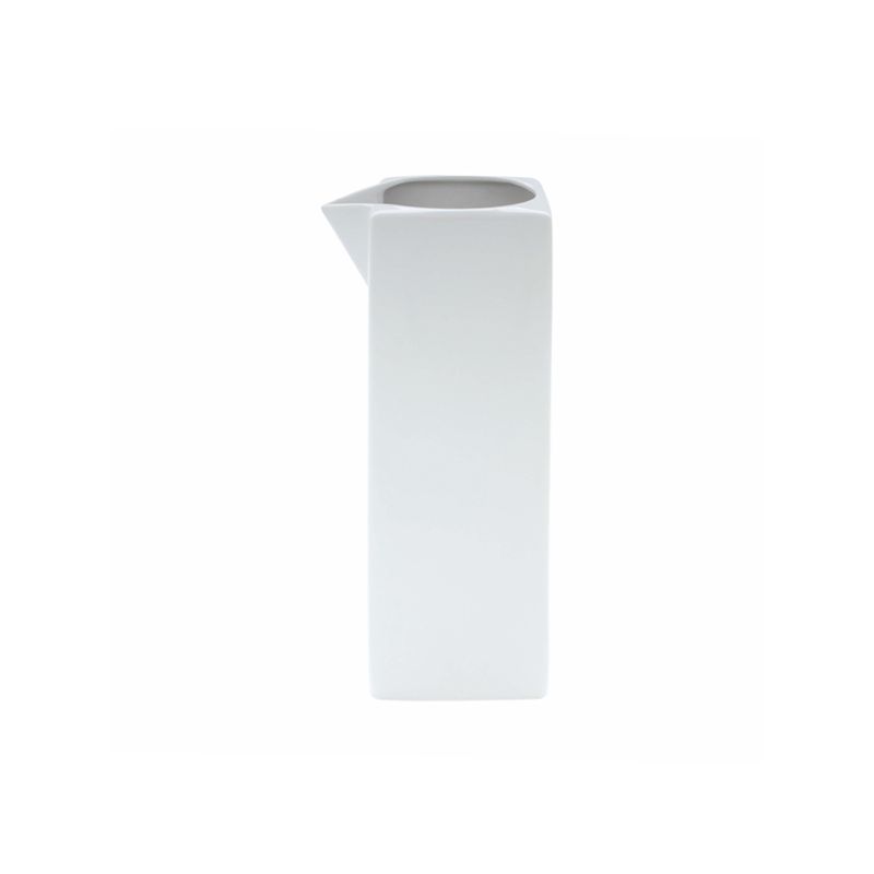 Buffet square porcelain jug with glossy finish, microwave, oven, dishwasher & freezer safe, modern geometric design, elegant serveware pitcher.