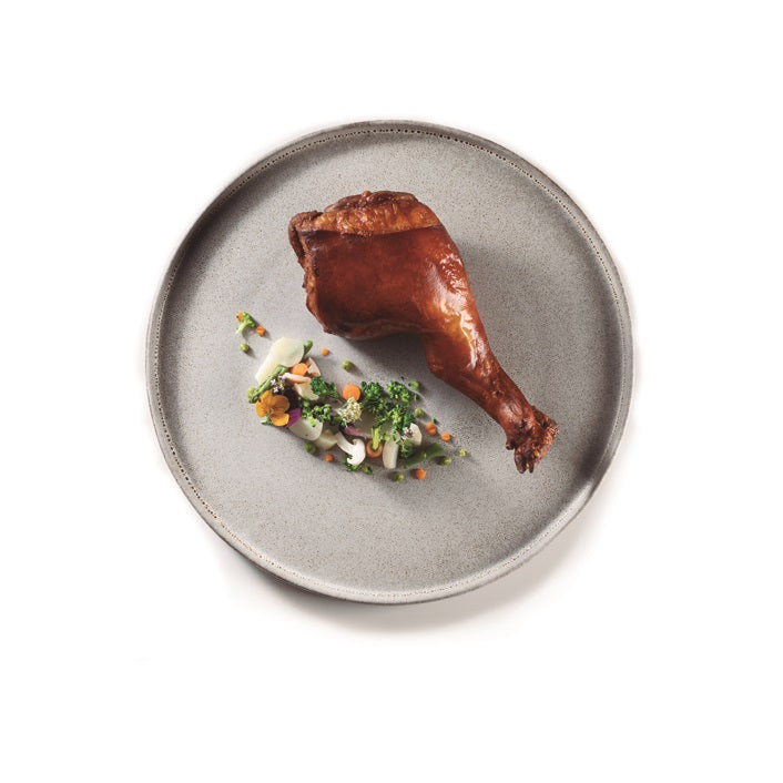 Granit stoneware plate in gray and white, modern luxury tableware with granite texture, perfect for mains or gourmet dining