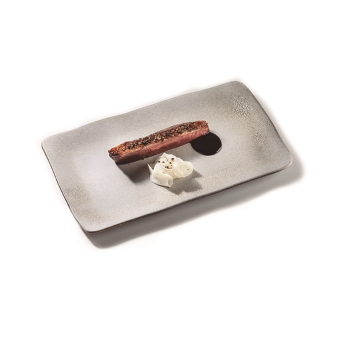 Granit stoneware tray with gray and white granite design, luxury modern serveware for appetizers, drinks, or table styling