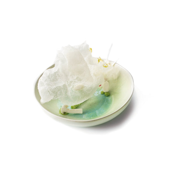 Formentera stoneware bowl 15cm with greenish-blue glaze and wave texture, coastal-inspired luxury artistic tableware.