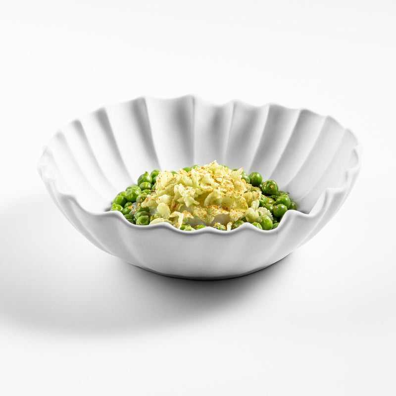 Lira porcelain bowl with sculpted fluted design, luxury artistic tableware for elegant dining and gourmet food presentation