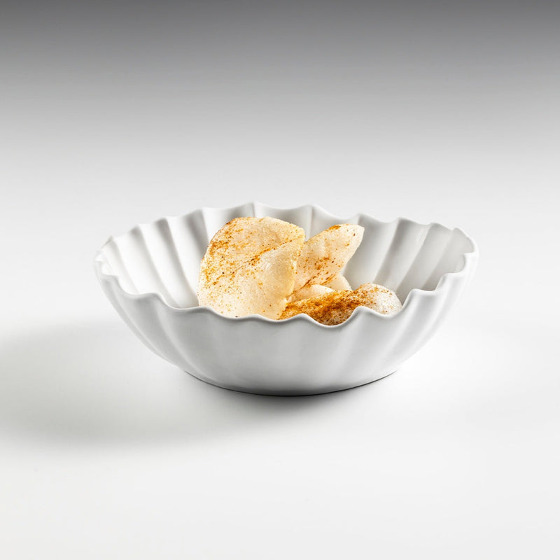 Lira porcelain bowl with sculpted fluted design, luxury artistic tableware for elegant dining and gourmet food presentation