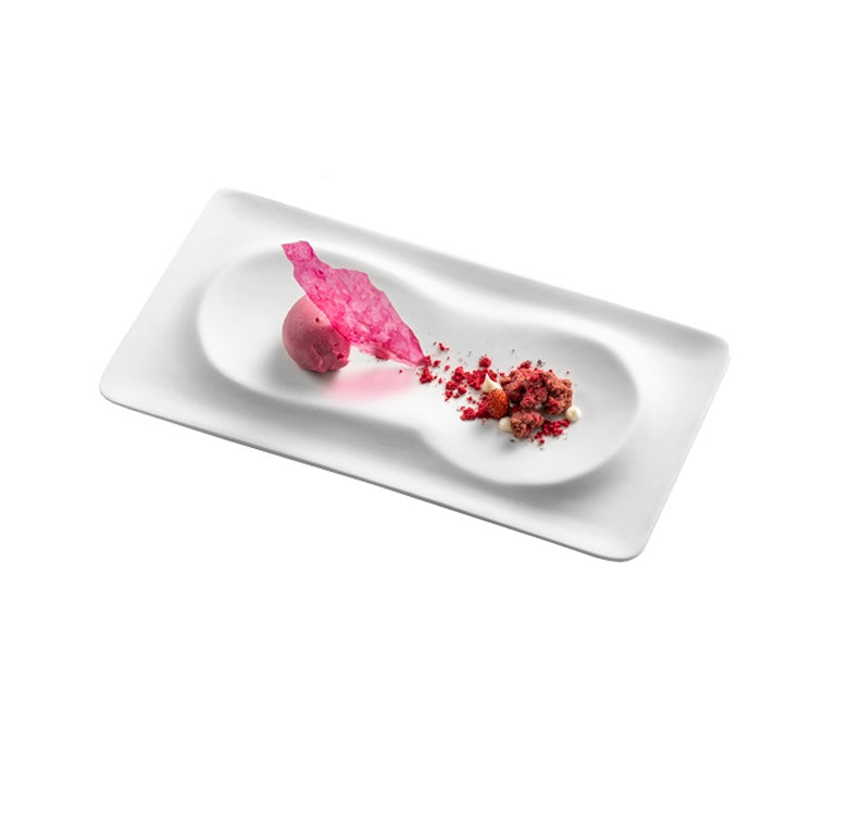 Magma Tray Mat porcelain serving tray with matte finish, luxury handmade tableware for modern artistic food presentation
