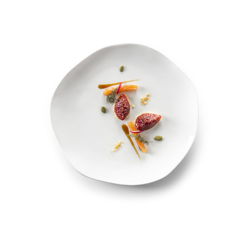 Gastro Plate Mat in porcelain with sleek matte finish, modern luxury tableware for elegant gourmet food plating.