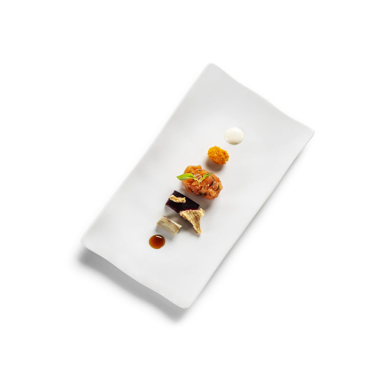Luxury Gastro Tray Mat with matte porcelain finish, modern minimalist serving tray for elegant culinary presentations
