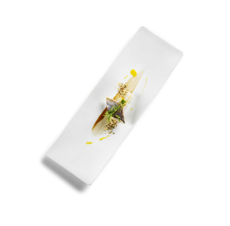 Gastro Tray Mat luxury porcelain serving tray with matte finish, elongated design for elegant modern food presentation