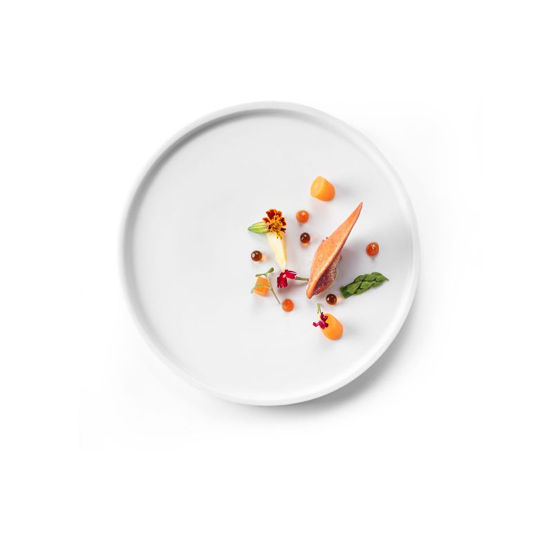 Matte porcelain 20cm plate, luxury minimalist tableware for elegant dining, starters, and contemporary food presentation.