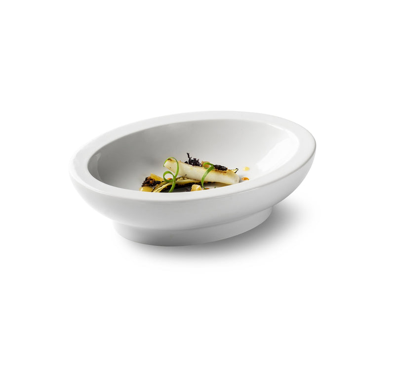 Ethnic Oval Cup Bowl 26cm in glossy porcelain, luxury artistic tableware for salads, stews, and elegant dining.