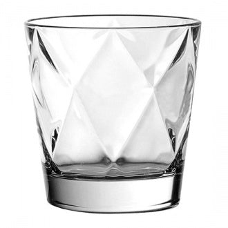 Concerto Water Glass 370ml with diamond-cut design, luxury drinkware for water, juice, cocktails, and elegant dining.