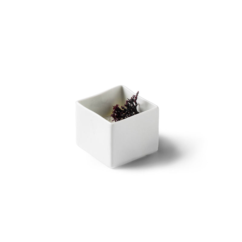 Kyoto Tasting Bowl 5cm porcelain, glossy square luxury tableware for amuse-bouche, modern artistic fine dining piece