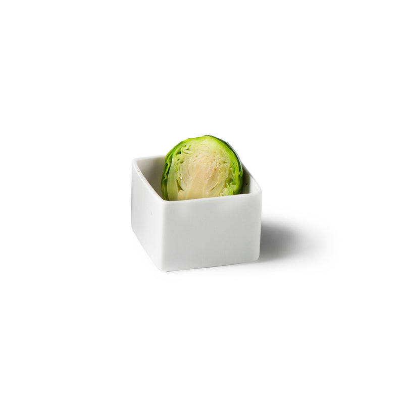 Kyoto Tasting Bowl 4cm porcelain, glossy square luxury tableware for gourmet plating, minimalist artistic dining piece
