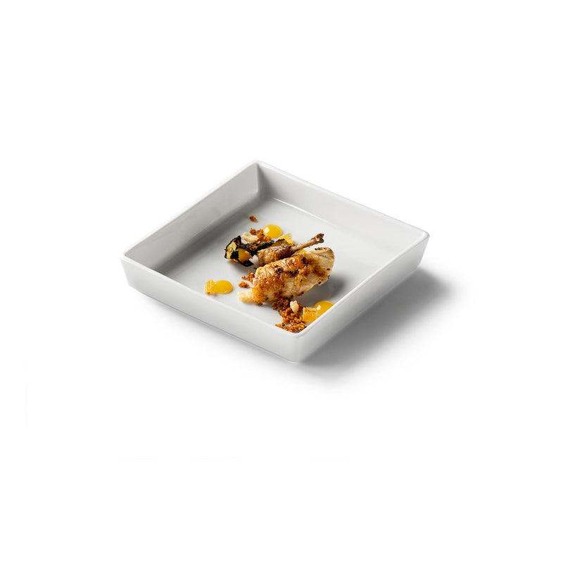 Kyoto Square porcelain tray with glossy finish, luxury minimalist tableware for artistic desserts and modern dining