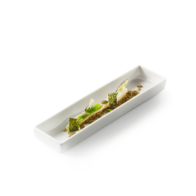 Kyoto Tray porcelain with glossy finish, luxury minimalist tableware for artistic plating and gourmet presentation