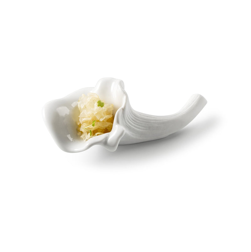 Porcelain Fungi Spoon with mushroom-inspired design, gloss interior and matte exterior, luxury artistic tableware.