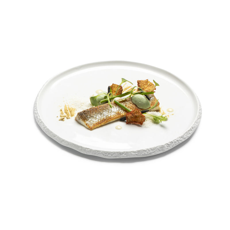 Coral plate 20cm in luxury porcelain, ocean-inspired with gloss center and matte rim, elegant and durable dinnerware piece.
