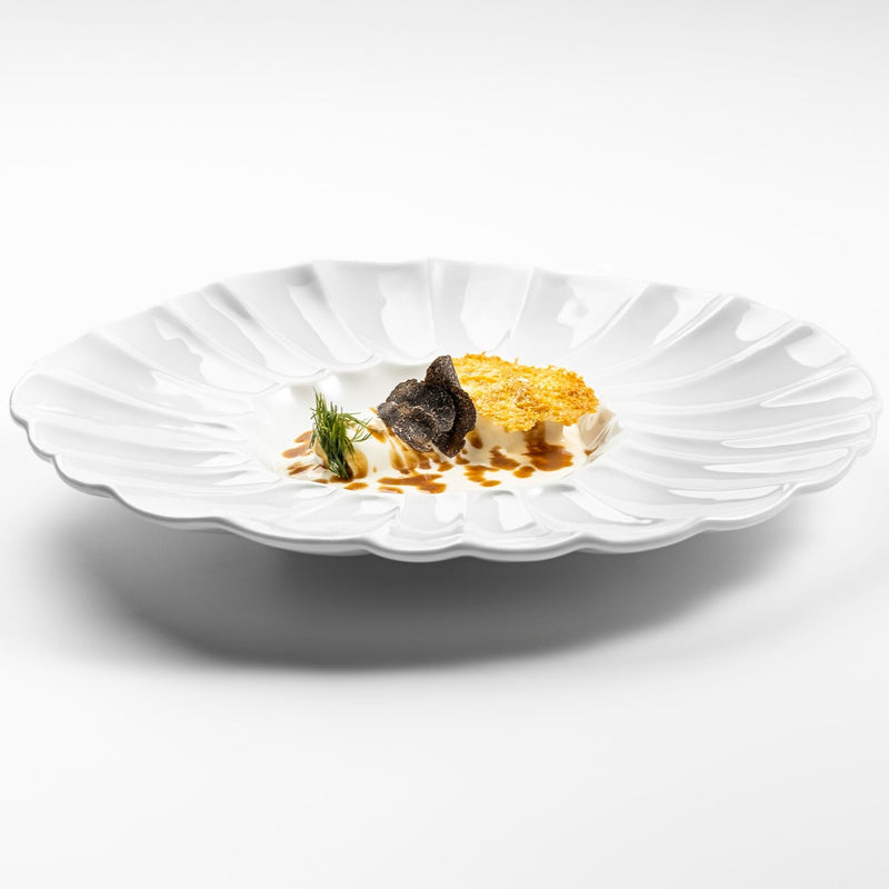 Lira deep porcelain plate with fluted design, luxury artistic tableware for gourmet dining and elegant food presentation