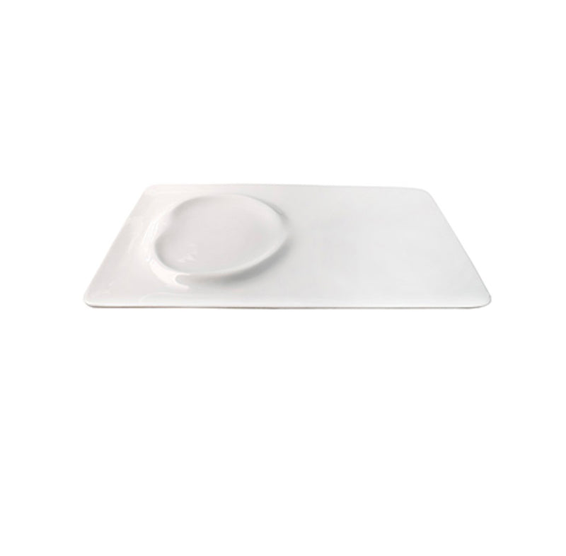 Magma Presentation Plate Gloss porcelain, luxury artistic tableware with integrated well, elegant fine dining design
