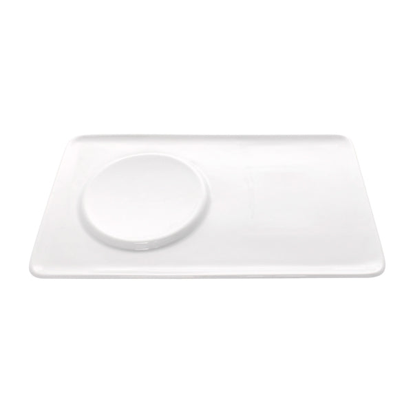 Luxury porcelain chef presentation tray with gloss finish, artistic plating serveware for fine dining and culinary creativity.