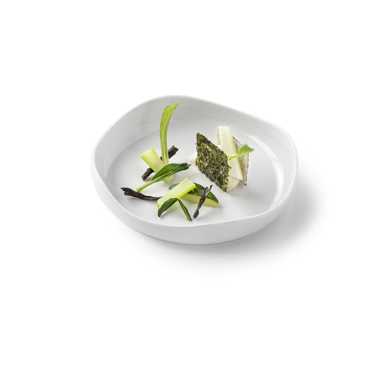 Porcelain plate 15cm with glossy finish, luxury minimalist serveware for artistic fine dining and elegant food presentation