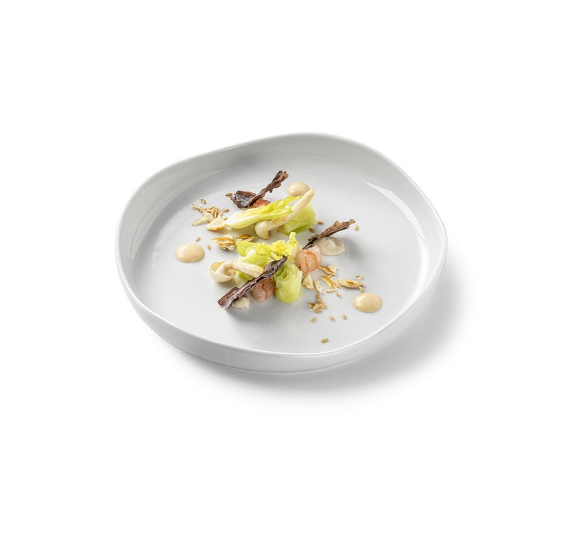 Porcelain plate 20cm with glossy finish, luxury minimalist tableware for gourmet dining and artistic food presentation