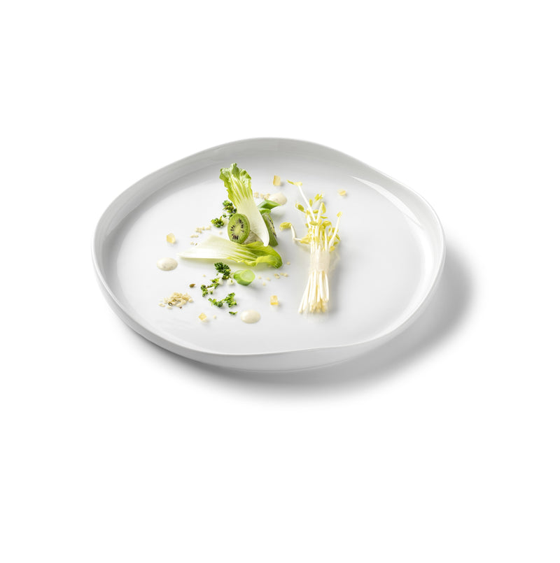 DUNA Plate 28cm luxury porcelain with glossy finish, artistic minimalist tableware for gourmet dining and fine plating