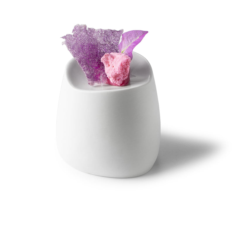 8cm matte porcelain podium plate, luxury sculptural tableware for elevated gourmet presentation and artistic plating