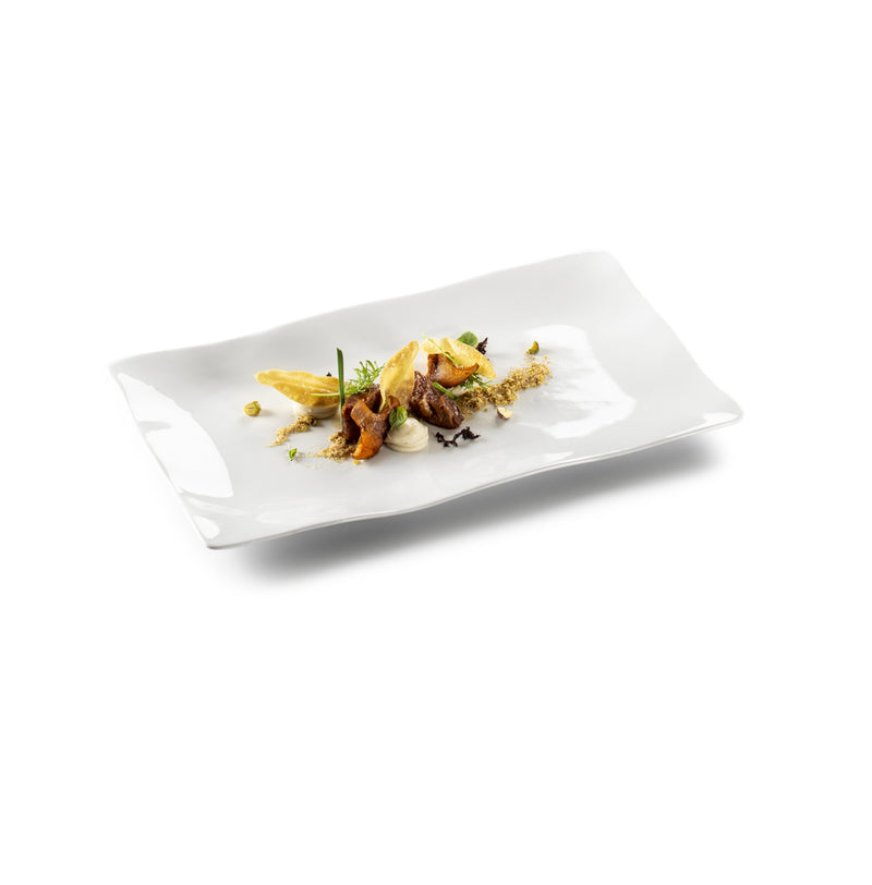 Luxury Gastro Tray in glossy porcelain, elegant serving piece for artistic plating and modern fine dining presentations
