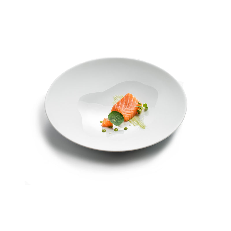 Lake deep porcelain plate in matte and gloss finish, luxury dinnerware for refined dining and artistic food presentation