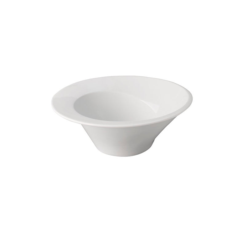 Glossy porcelain degustation bowl with artistic form; luxury tableware ideal for gourmet tastings, plating, and fine dining.