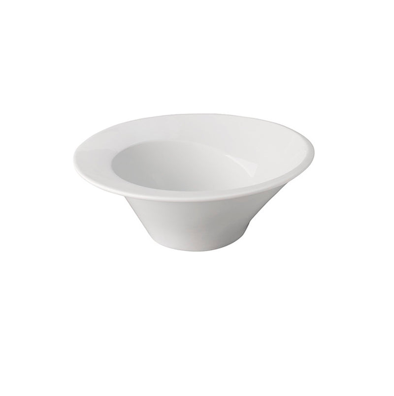 Glossy porcelain degustation bowl with artistic design; luxury tableware ideal for refined starters, tastings, and plating.