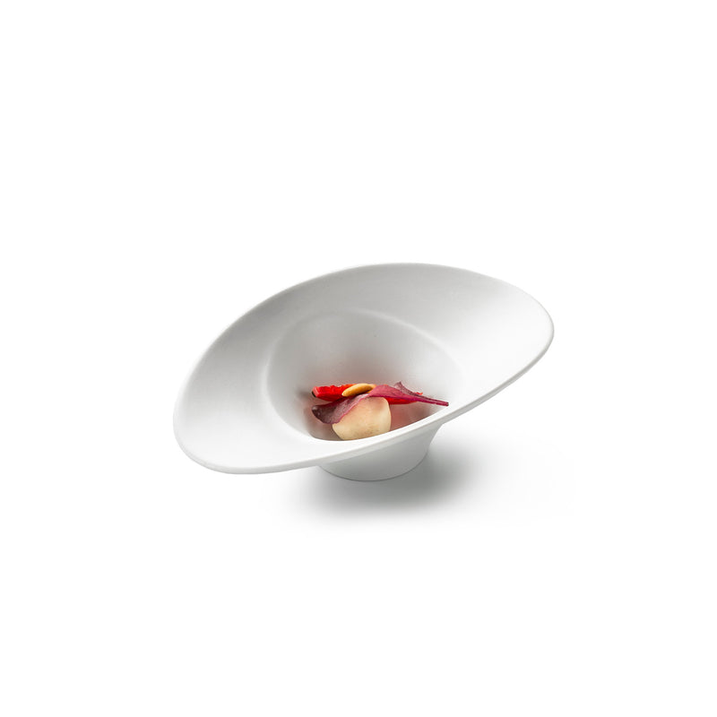 Lis Degustation Bowl Matte Porcelain 18cm, luxury tableware for gourmet appetizers, artistic fine dining presentation