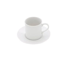 Classic porcelain coffee cup and saucer with glossy finish, 100ml capacity, luxury tableware for elegant daily coffee moments.