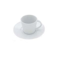 Porcelain coffee cup and saucer with glossy finish, 60ml capacity, microwave & dishwasher safe, Nordic minimalist design for espresso and specialty coffee.