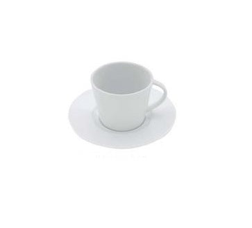 Porcelain tea cup & saucer with glossy Nordic minimalist design, 150ml capacity, luxury drinkware for elegant coffee or tea.