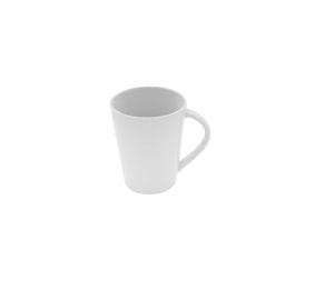 Elegant porcelain mug with glossy finish, tall minimalist design, ergonomic handle, microwave, oven & dishwasher safe luxury tableware.