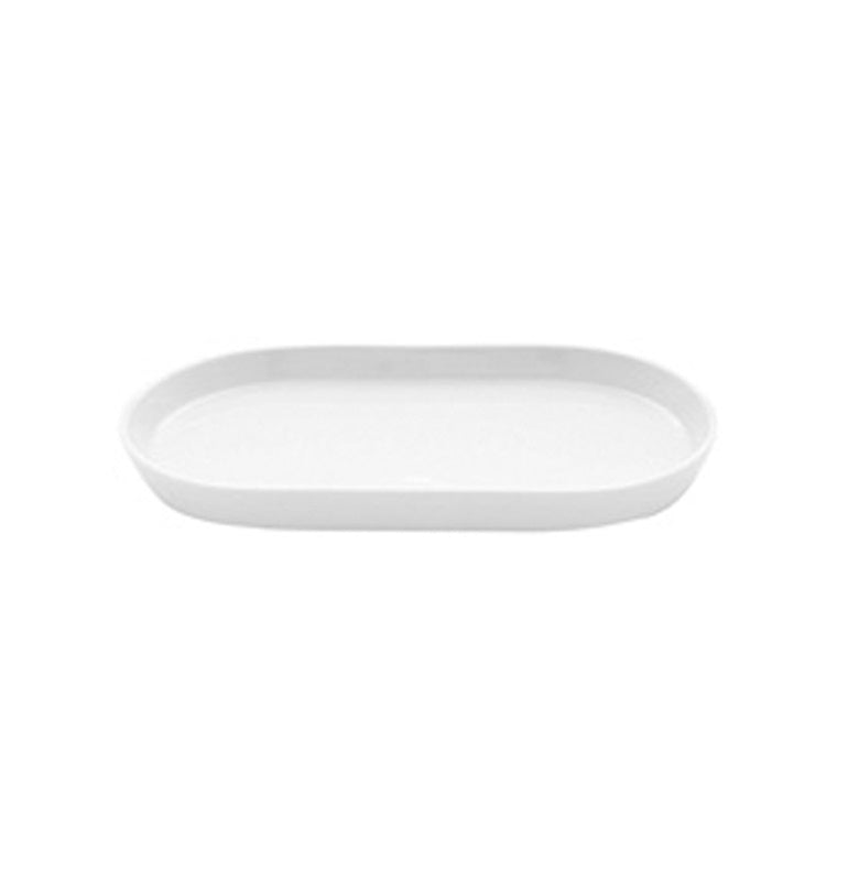 Luxury porcelain oval serving tray with glossy finish, microwave, oven, freezer & dishwasher safe, minimalist artistic tableware for appetizers and desserts.