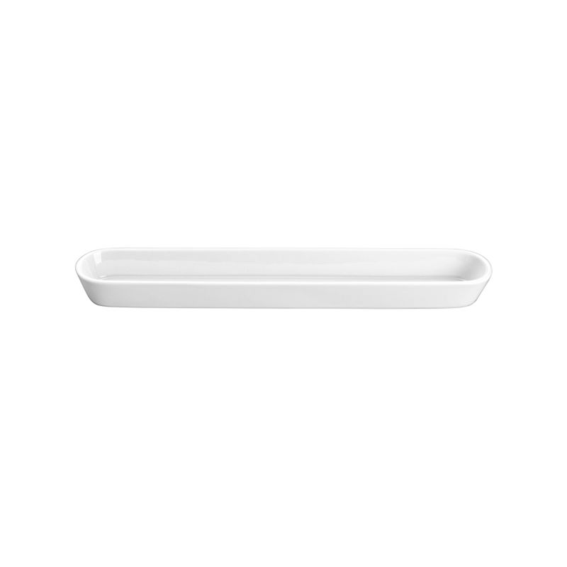 Porcelain appetizer serveware tray with glossy finish, microwave & dishwasher safe, Nordic minimalist design ideal for elegant food presentation.