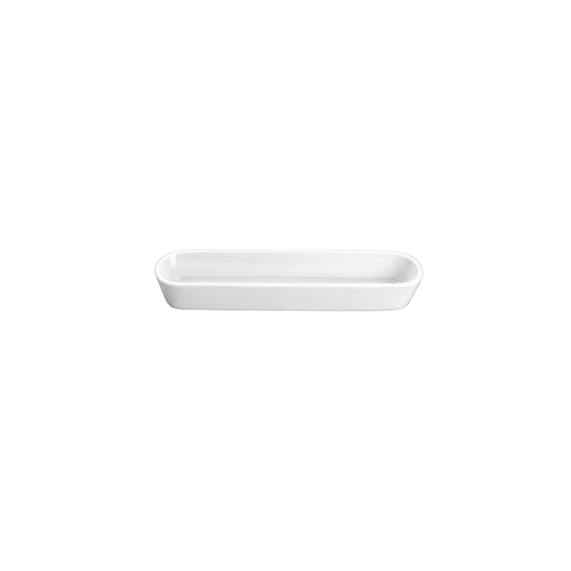 Porcelain appetizer tray with glossy finish, microwave, oven, dishwasher, and freezer safe, modern elegant serveware for small bites and sauces.