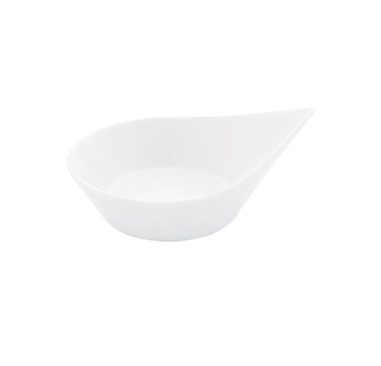 Gota Tasting Bowl 12cm porcelain, 100ml, sleek pointed design with gloss finish for luxury appetizers, sauces, and desserts