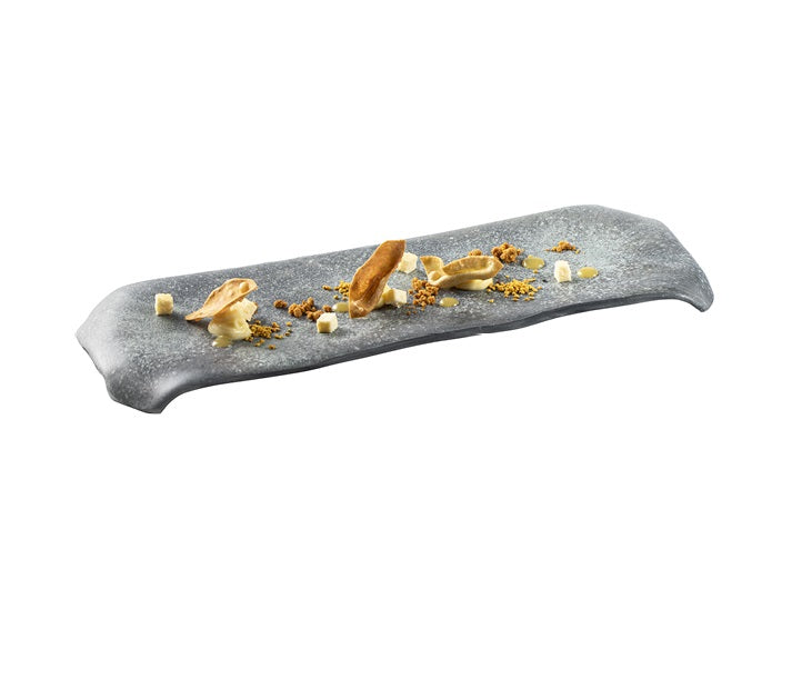 Emporium Glass Tray with matte finish, luxury artistic serveware blending ancient-inspired design and modern elegance