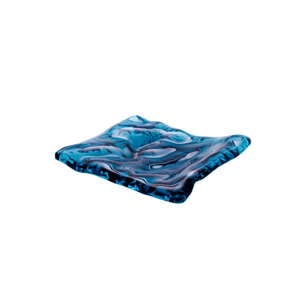 MAR GLASS BLUE TRAY 15X14CM