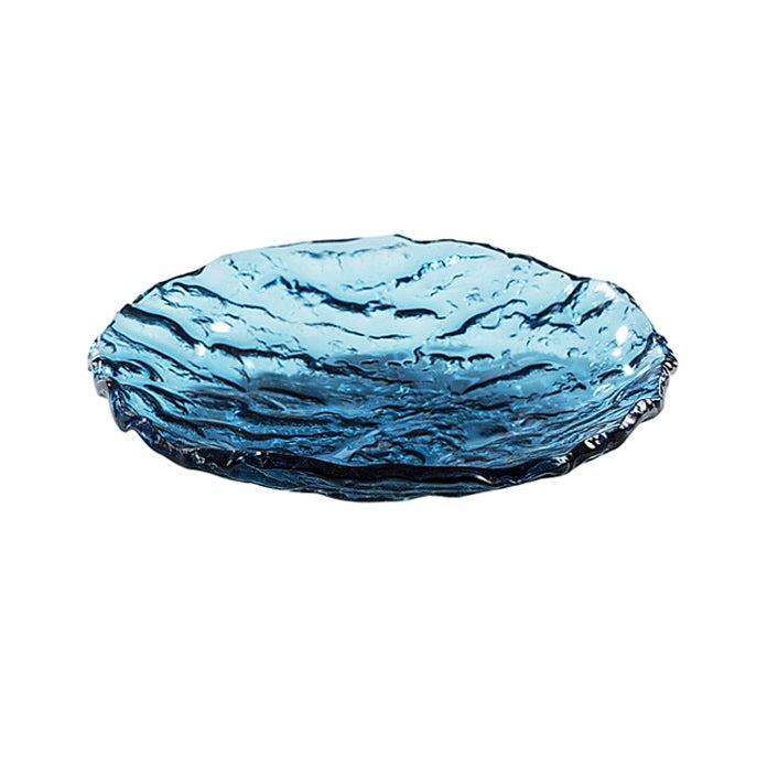 MAR Glass Blue Bowl — luxury craft glass bowl with ocean-inspired texture, glossy finish, handmade artistic tableware.