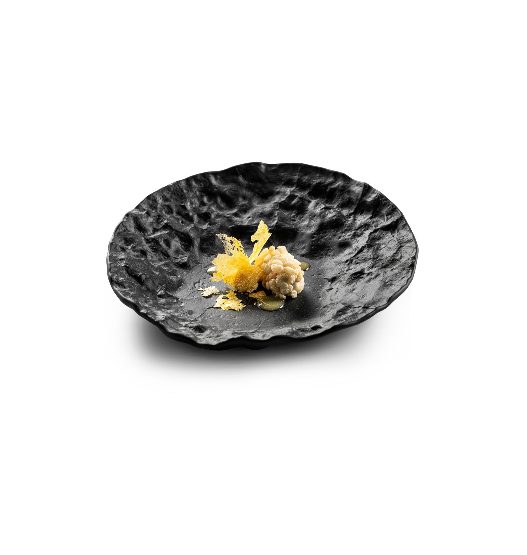 Luxury matte glass plate with lunar-inspired texture, artistic design, and heat-safe elegance for sophisticated dining.