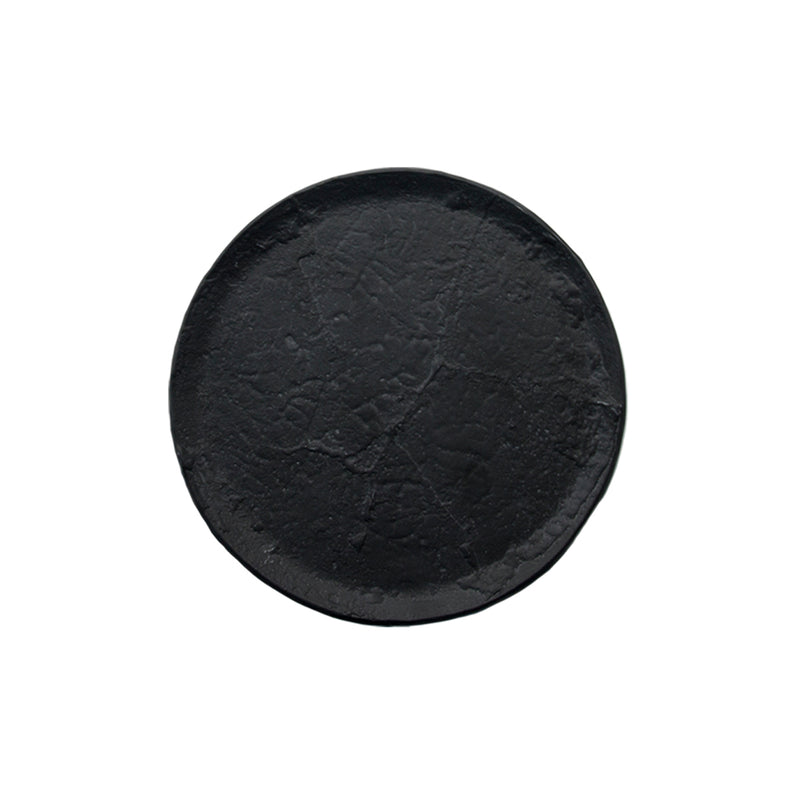 Crater Collection glass plate with lunar texture, luxury artistic tableware for fine dining and elegant food presentation.