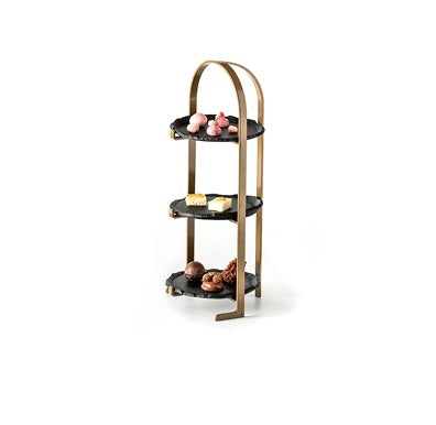 3-tier matte glass serving stand with lunar-inspired texture, oven and microwave safe, perfect for luxury dessert or appetizer display.