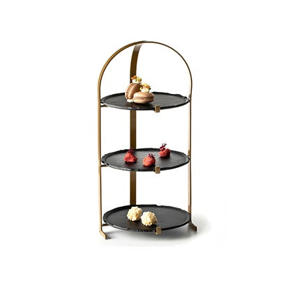 3-tier matte glass serving stand with lunar-inspired design, oven and microwave safe, perfect for luxury dessert or appetizer display.
